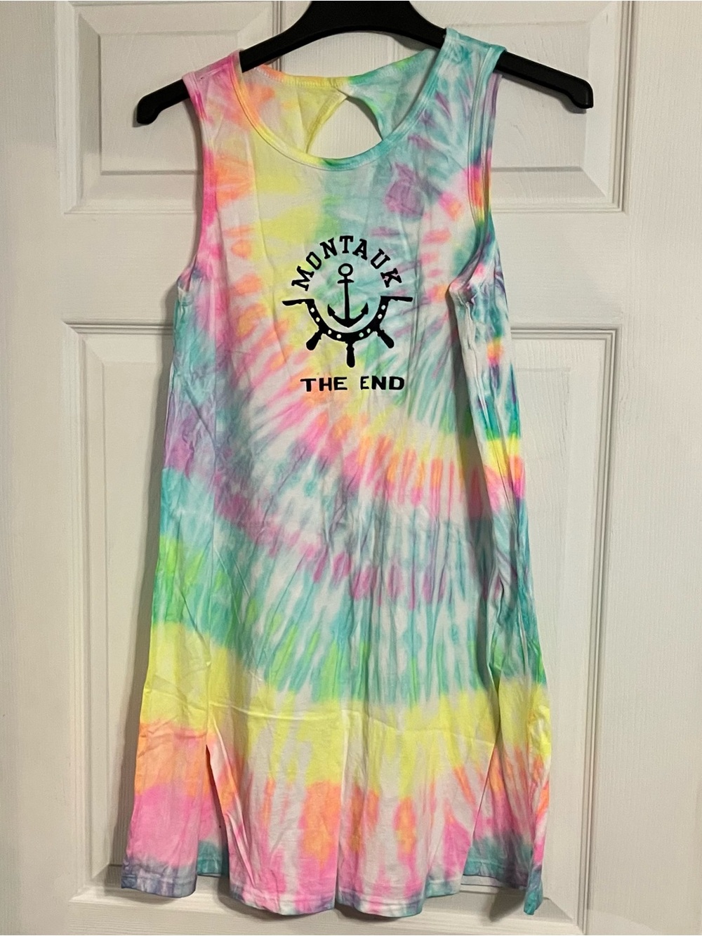 Montauk The End Rainbow Tie Dye Tank Dress Size L Beach Vacation